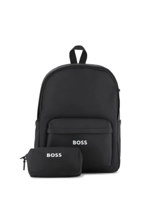 BOSS Kidswear طقم شنطة ظهر بطبعة شعار الماركة (قطعتان)