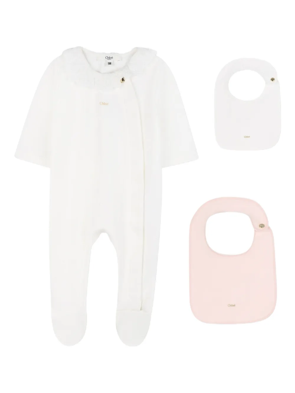 Chloé Kids Babypakje met geborduurd logo Beige