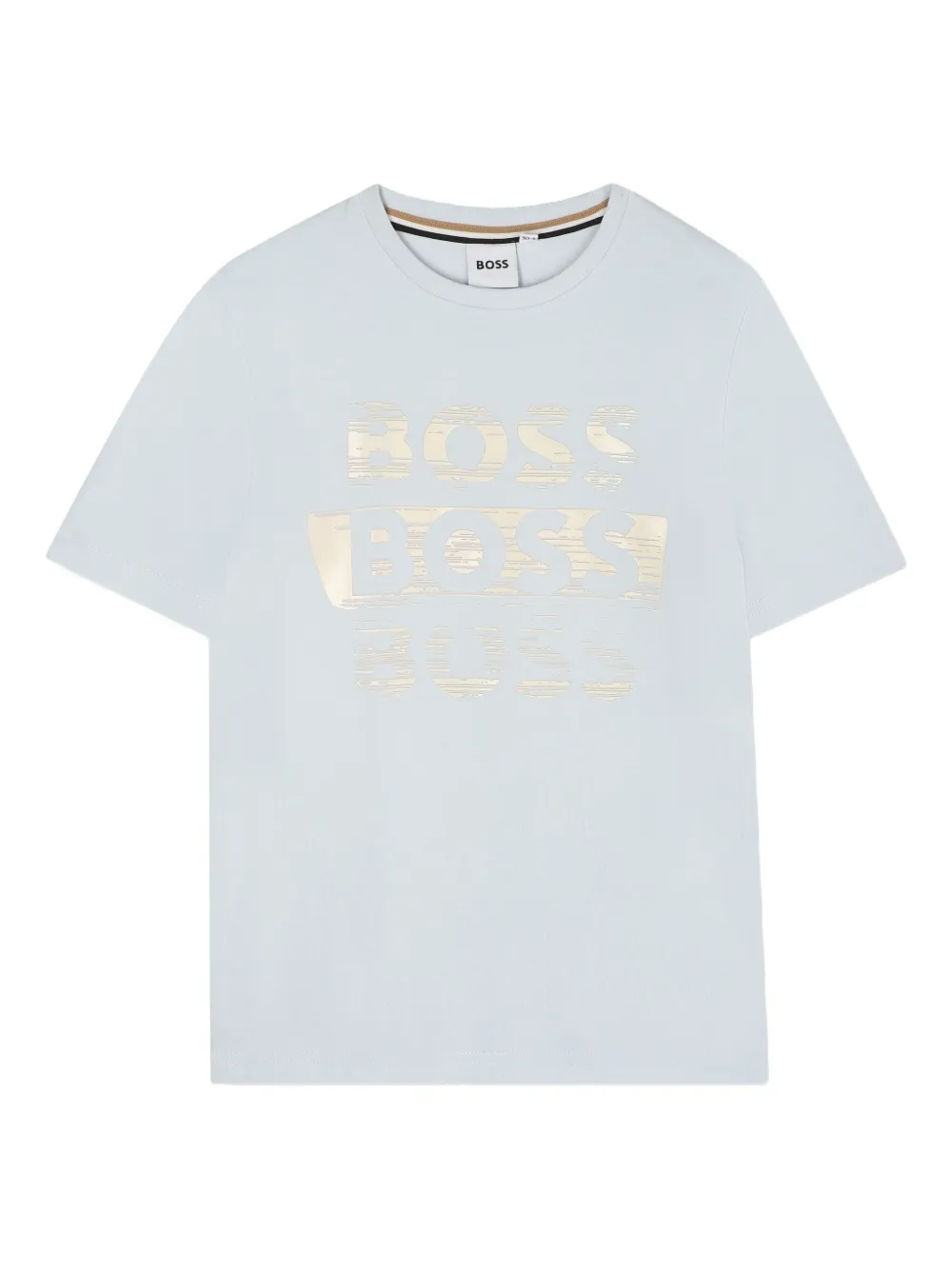 BOSS Kidswear T-shirt met metallic-logo Blauw