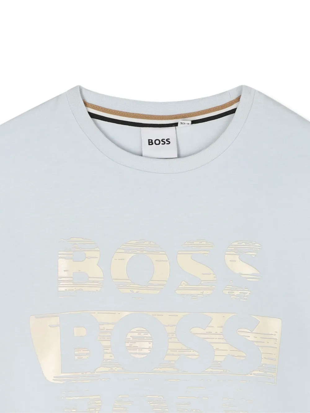 BOSS Kidswear T-shirt met metallic-logo Blauw