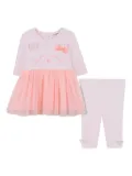 Billieblush cat-motif tulle dress and leggings set - Pink