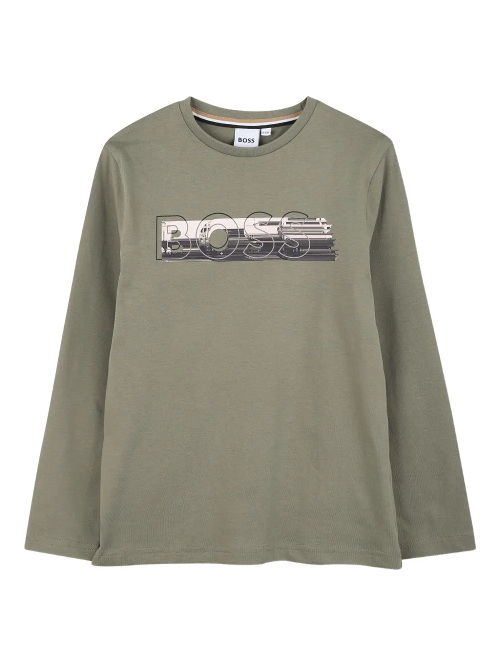 BOSS Kidswear T-shirt met lange mouwen en grafische print Groen