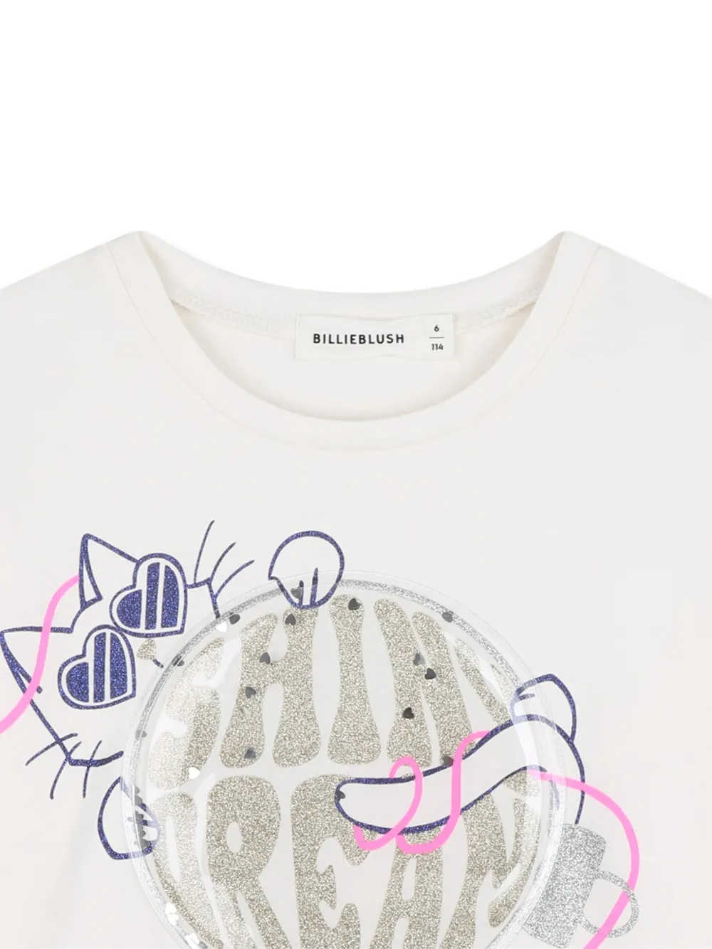 Billieblush T-shirt met lange mouwen en kattenprint Wit