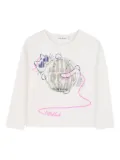Billieblush cat-printlong-sleeve T-shirt - White