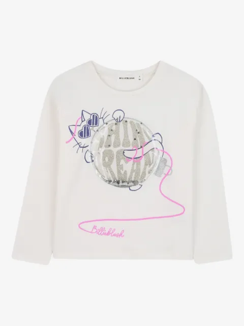 Billieblush cat-printlong-sleeve T-shirt