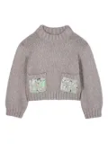 Billieblush sequin-embellished knitted sweater - Grey