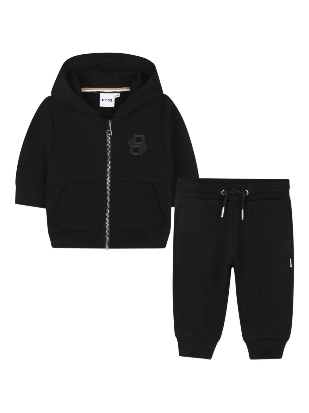 Bosswear Babies' Zip-front Hooded Tracksuit In Black
