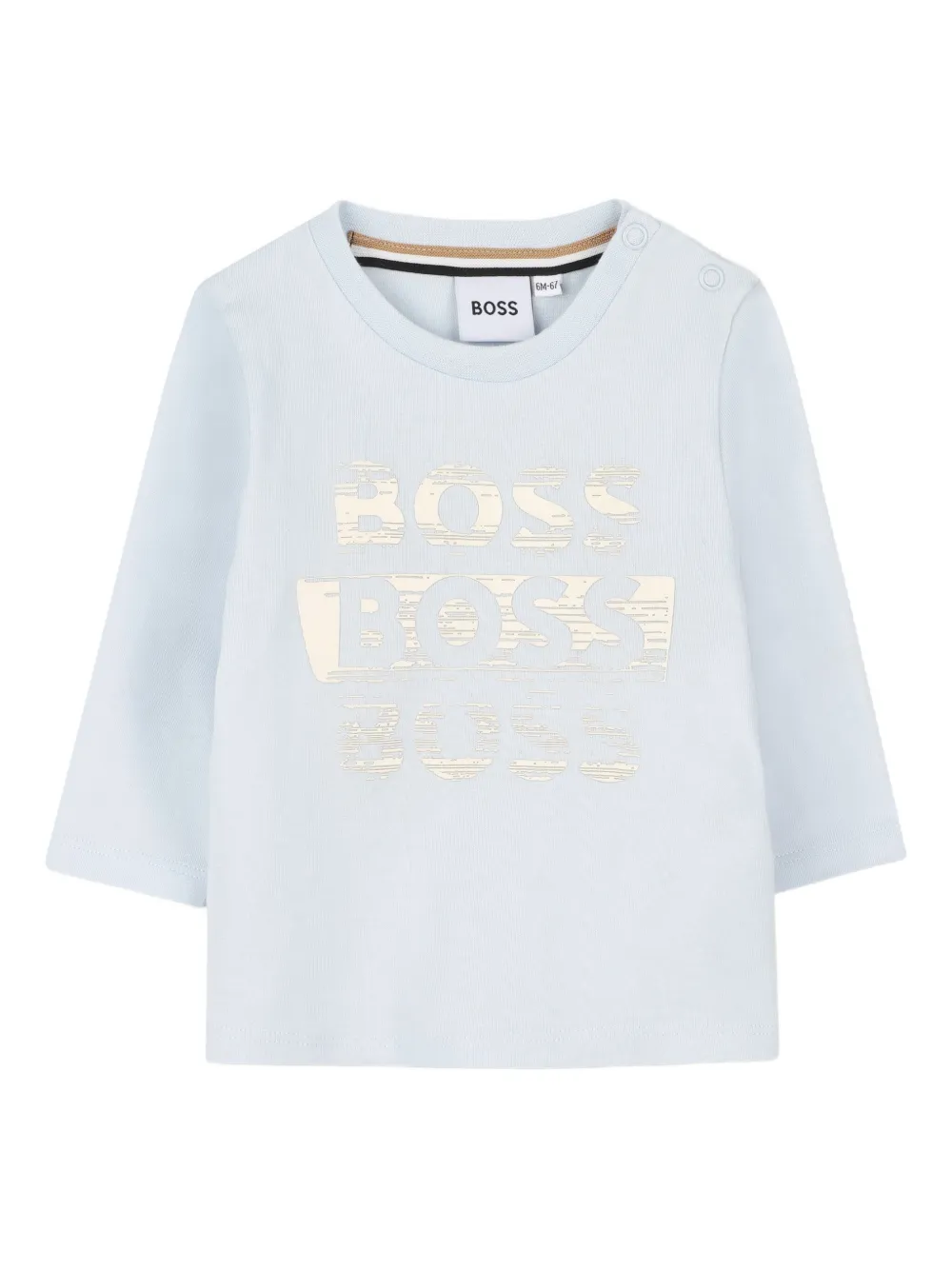 BOSS Kidswear T-shirt met logoprint en lange mouwen Blauw