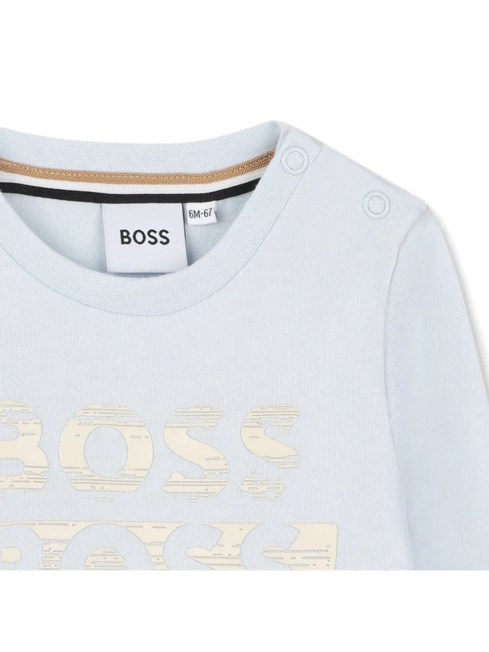 BOSS Kidswear T-shirt met logoprint en lange mouwen Blauw