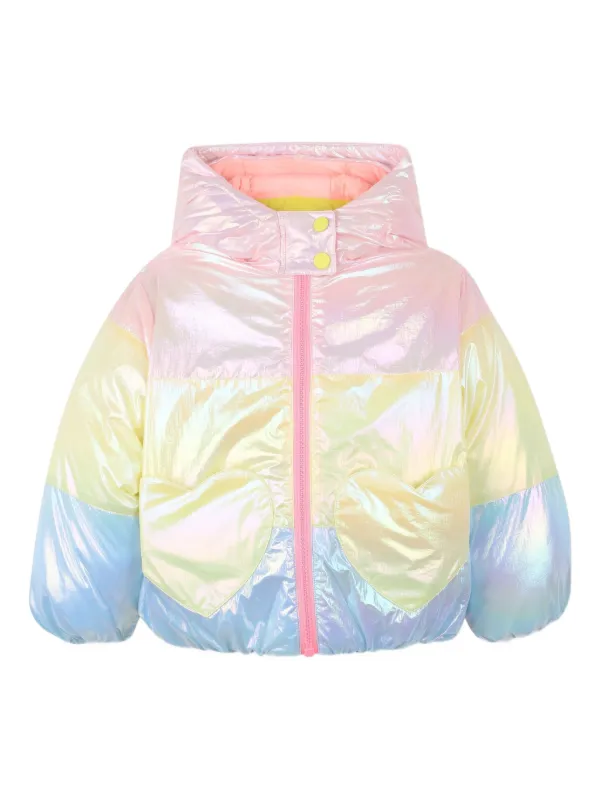 Billieblush Iridescent Colourblock Puffer Jacket Pink FARFETCH JO