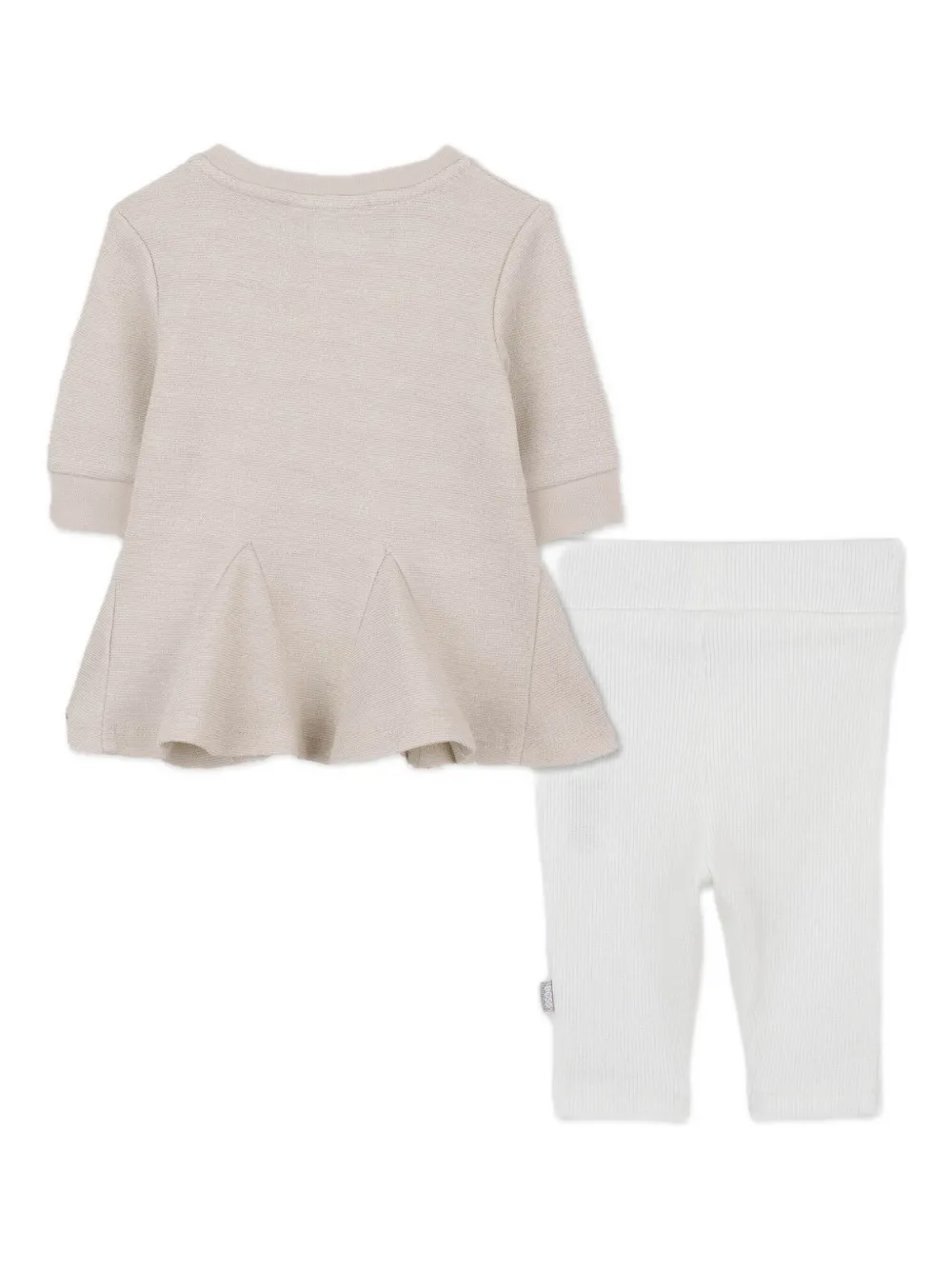 BOSS Kidswear Geribbelde peplum top en legging Beige