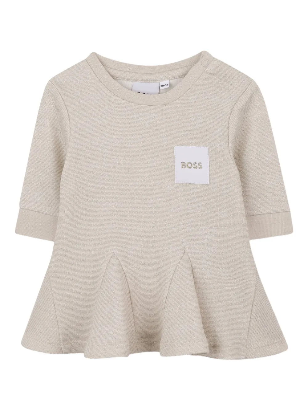 BOSS Kidswear Geribbelde peplum top en legging Beige