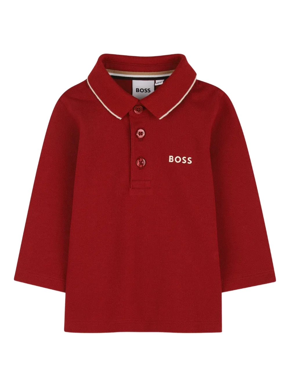 BOSS Kidswear Poloshirt met lange mouwen Rood