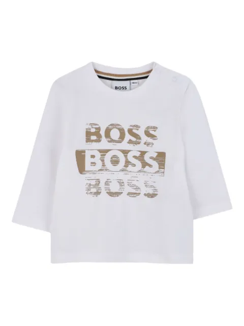 BOSS Kidswear playera manga larga con logo estampado