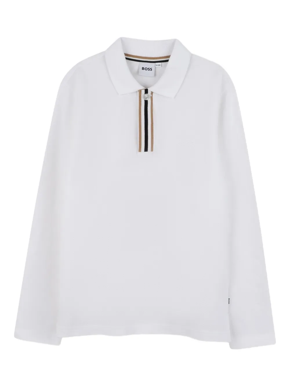 BOSS Kidswear Poloshirt met geborduurd logo en lange mouwen Wit
