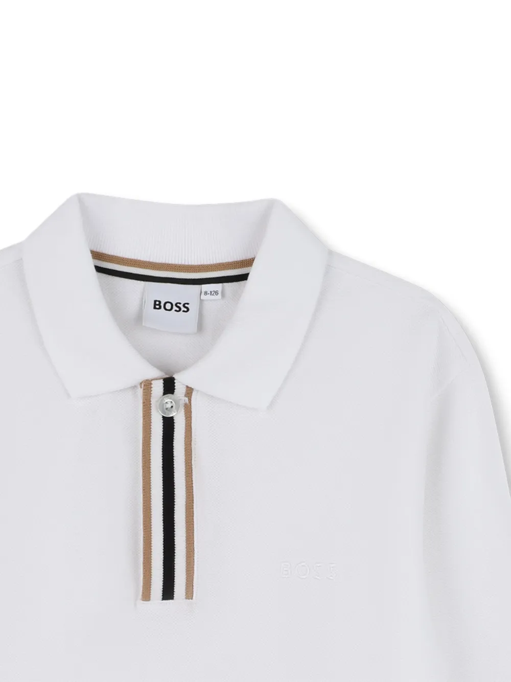 BOSS Kidswear Poloshirt met geborduurd logo en lange mouwen Wit