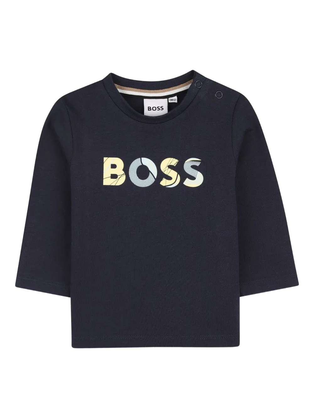 BOSS Kidswear long-sleeve logo T-shirt Blauw
