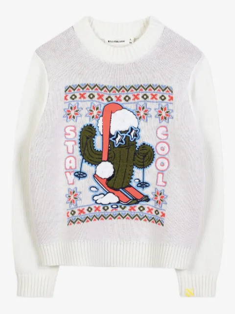 Billieblush graphic cactus-knitted sweater