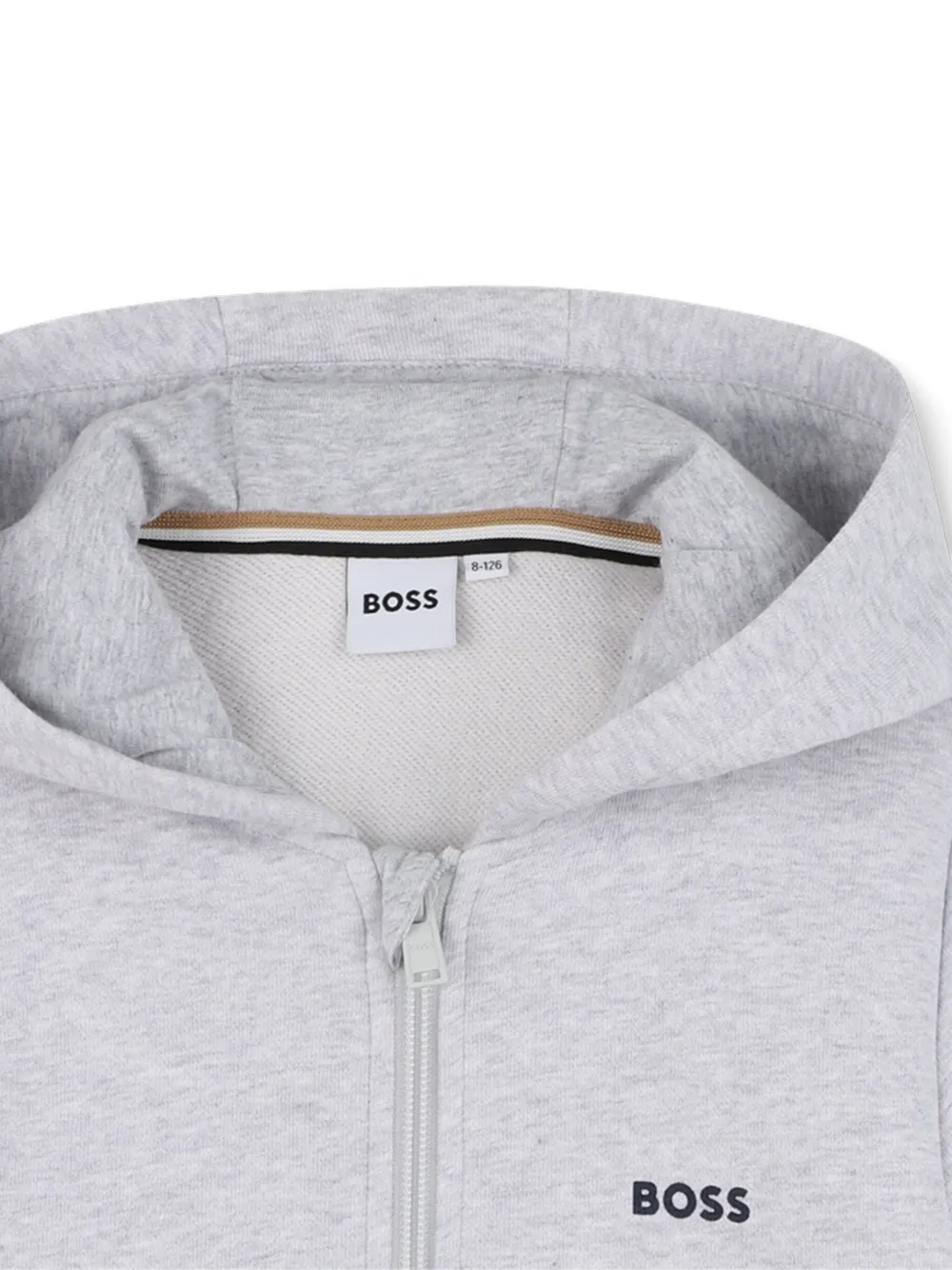 BOSS Kidswear Hoodie met rits en logodetail Grijs