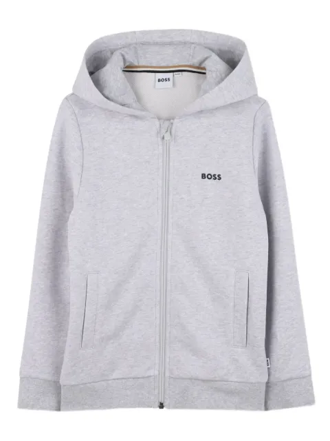 BOSS Kidswear logo-detail zip-up hoodie