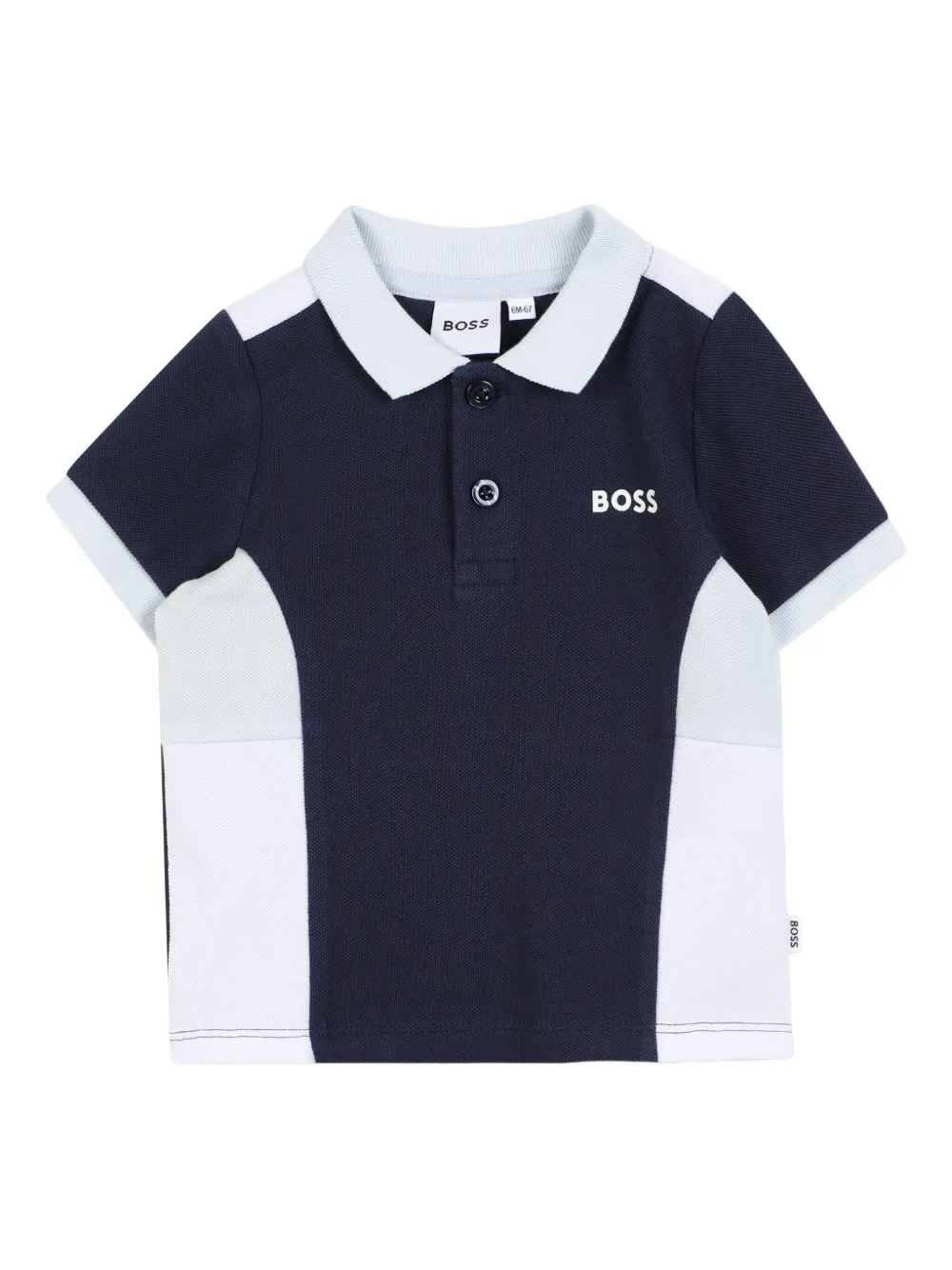 BOSS Kidswear Poloshirt met colourblocking Blauw