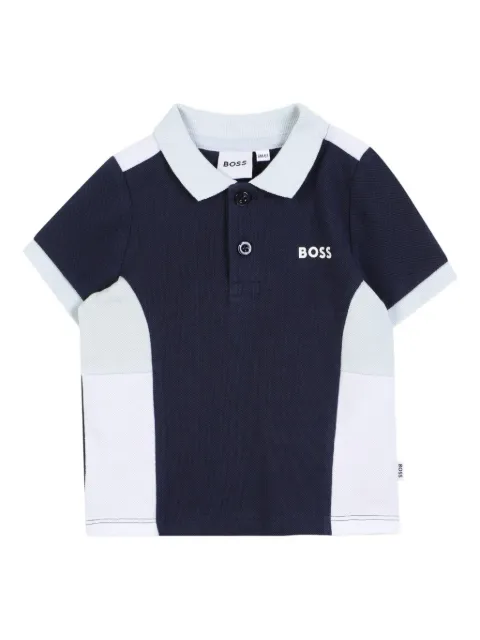 BOSS Kidswear colour-blocked polo shirt