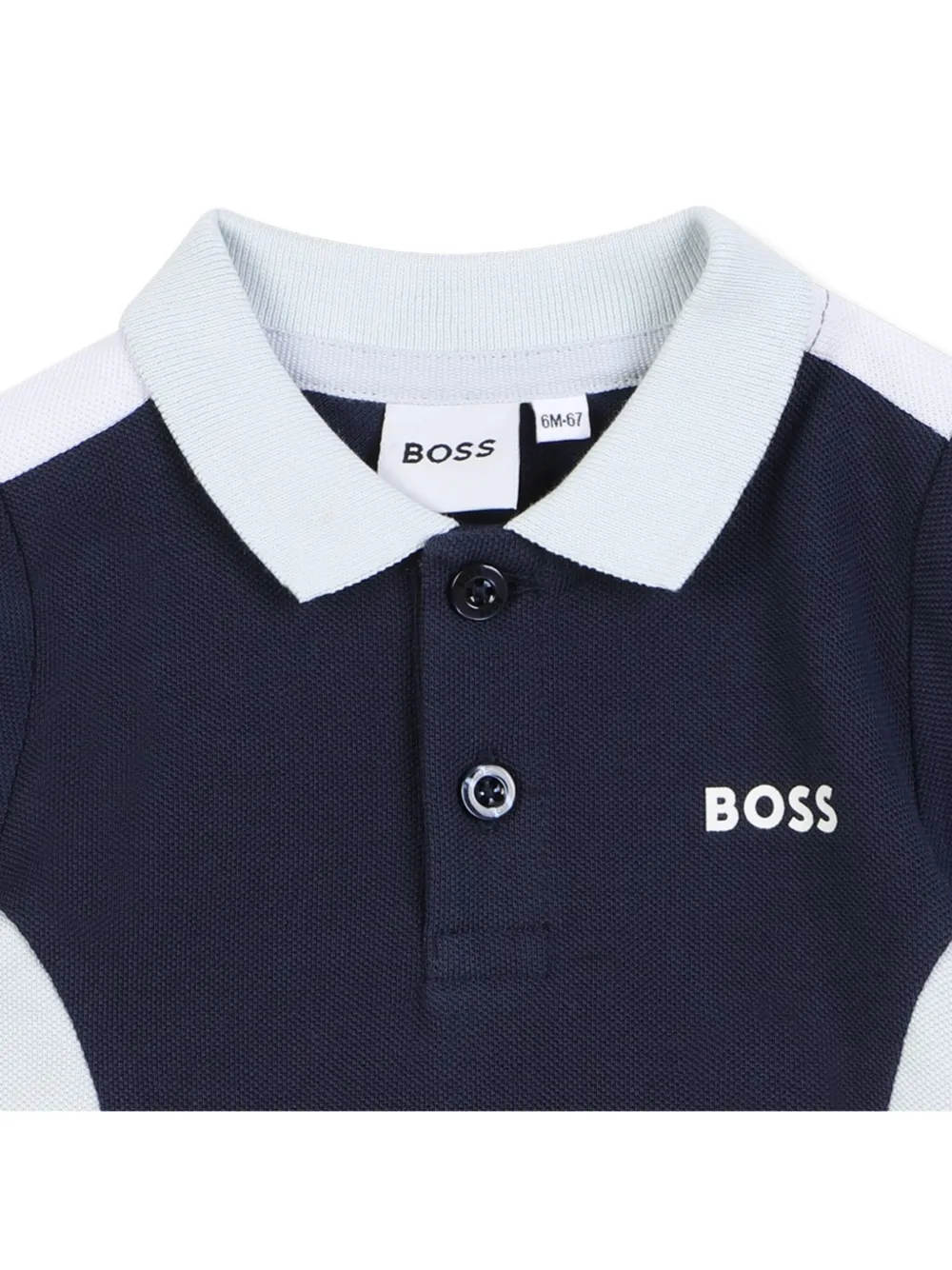 BOSS Kidswear Poloshirt met colourblocking Blauw