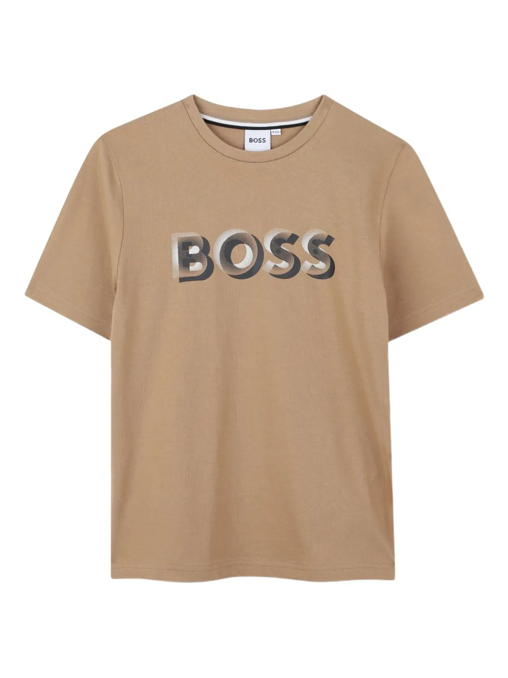 BOSS Kidswear T-shirt met metallic-logo Beige