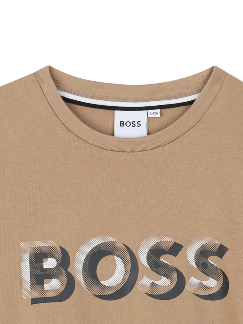 BOSS Kidswear T-shirt met metallic-logo Beige
