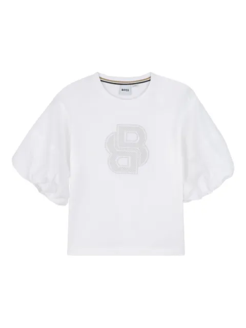 BOSS Kidswear embellished puff-sleeve T-shirt