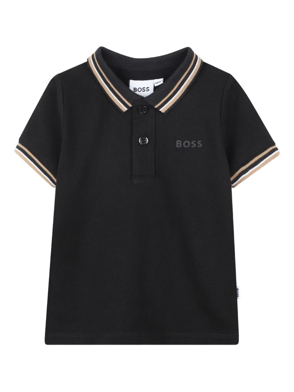 BOSS Kidswear striped collar polo shirt | Black | Image 1