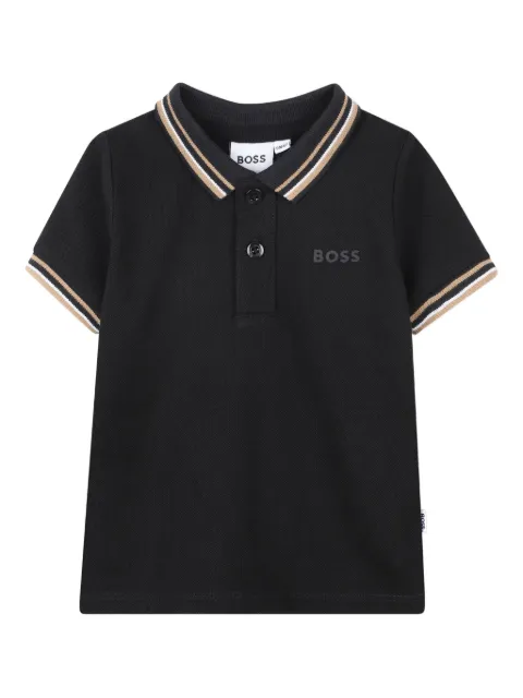 BOSS Kidswear striped collar polo shirt 