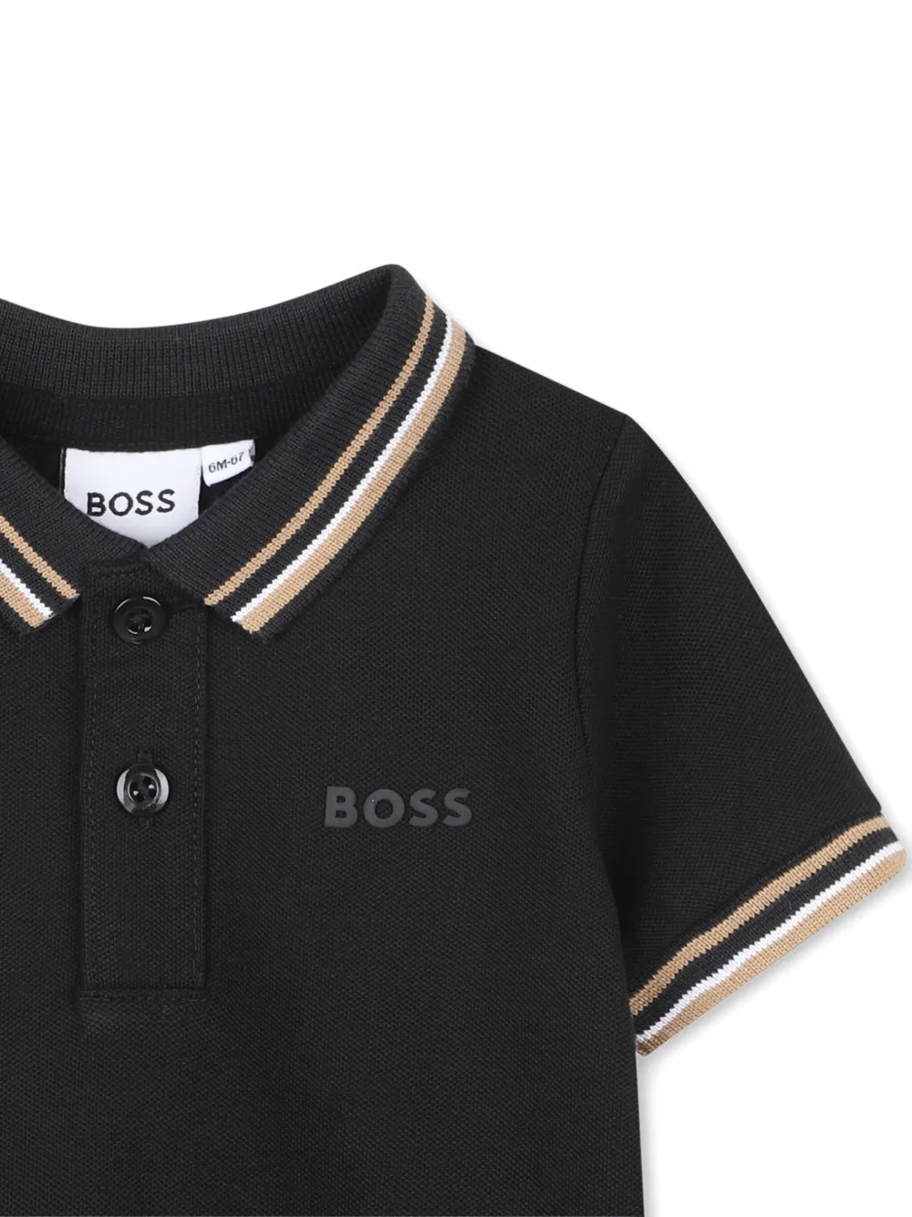 Bosswear Striped Collar Polo Shirt In Black