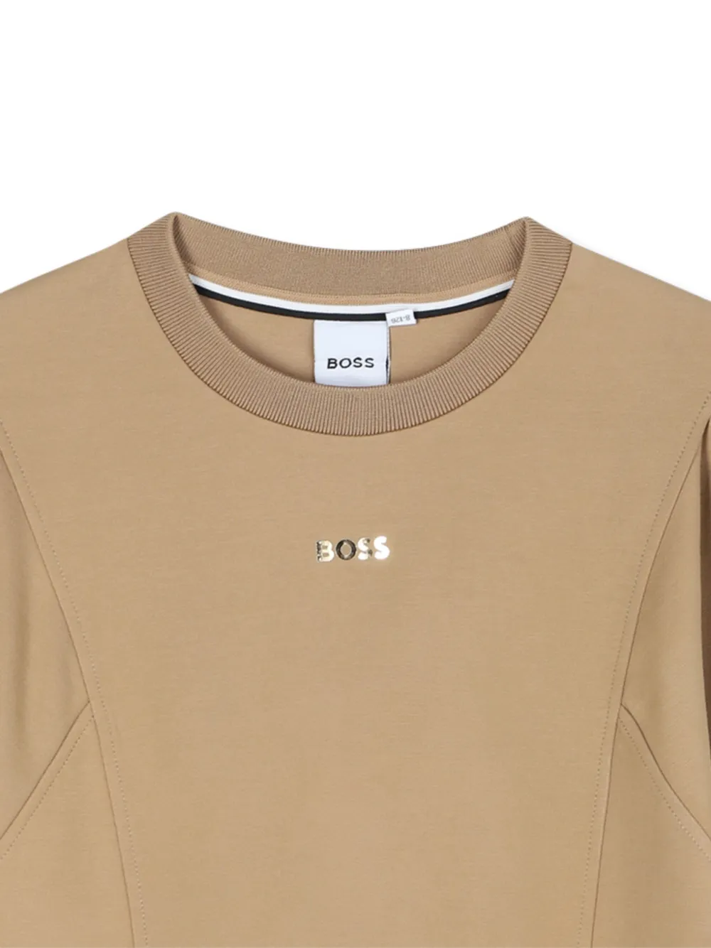 BOSS Kidswear Sweaterjurk met logoprint Beige