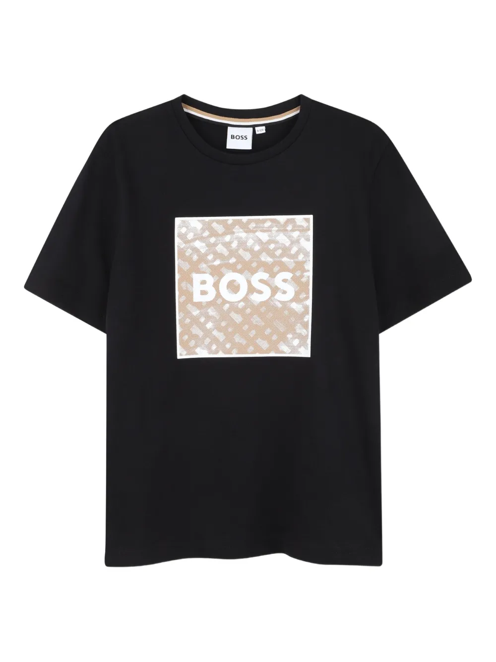 BOSS Kidswear T-shirt met vierkant logo Zwart