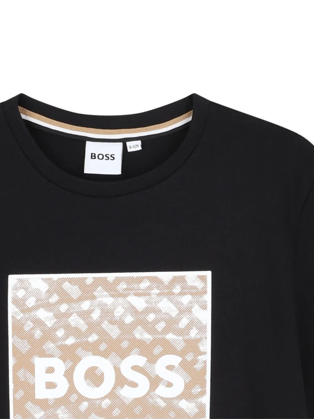 BOSS Kidswear T-shirt met vierkant logo Zwart