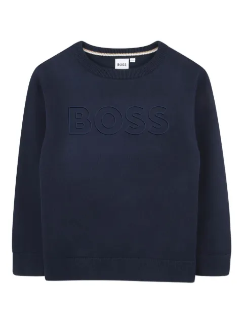 BOSS Kidswear سويت شيرت برقبة مستديرة ونقش شعار الماركة