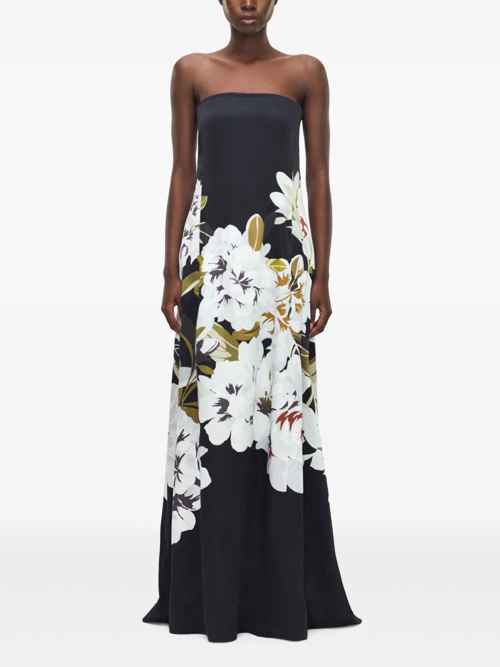 Adam Lippes Marais maxi-jurk met print Zwart