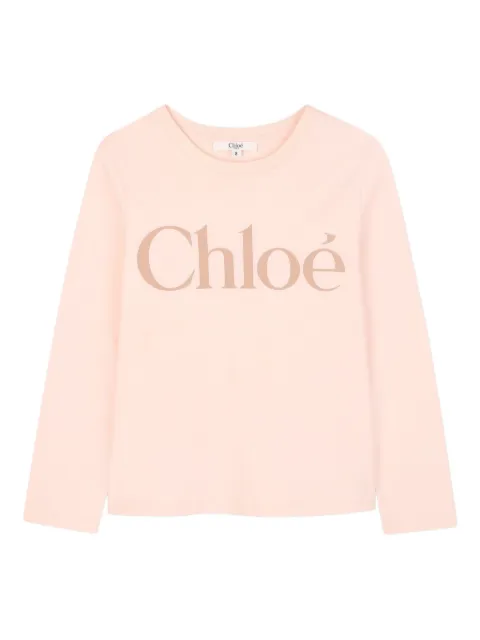 Chloé Kids logo-print long-sleeved T-shirt 