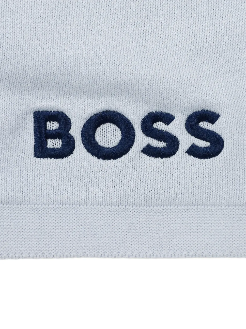 BOSS Kidswear Katoenen deken met geborduurd logo Blauw