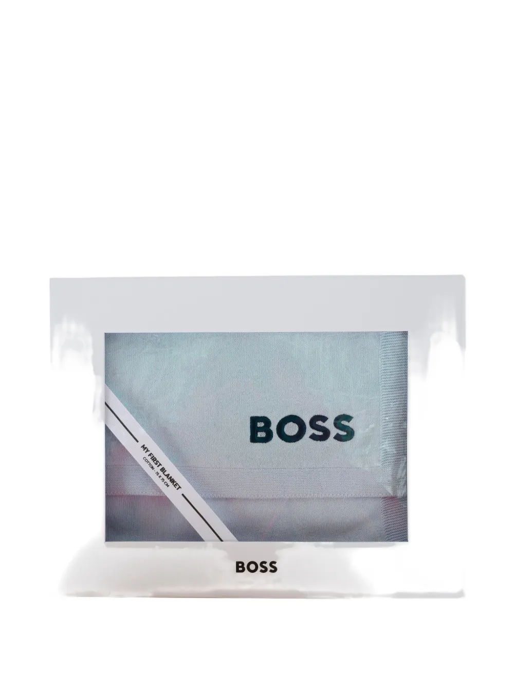 BOSS Kidswear Katoenen deken met geborduurd logo Blauw