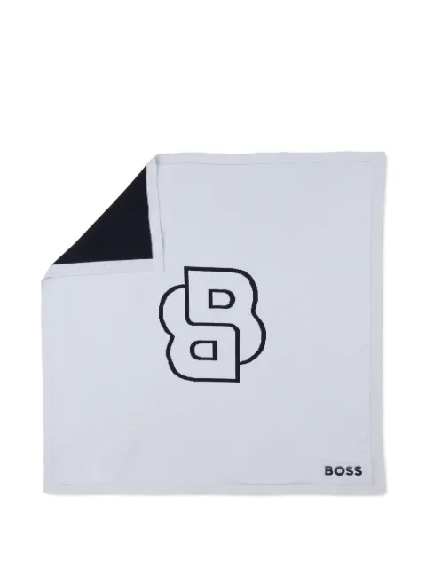 BOSS Kidswear logo-embroidered cotton blanket