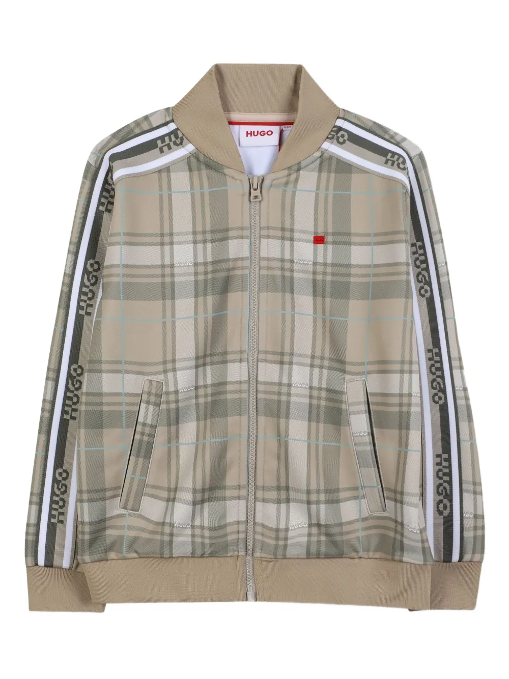 HUGO KIDS Geruite sweater met rits Beige