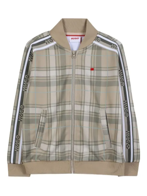 HUGO KIDS plaid zip-up sweatshirt