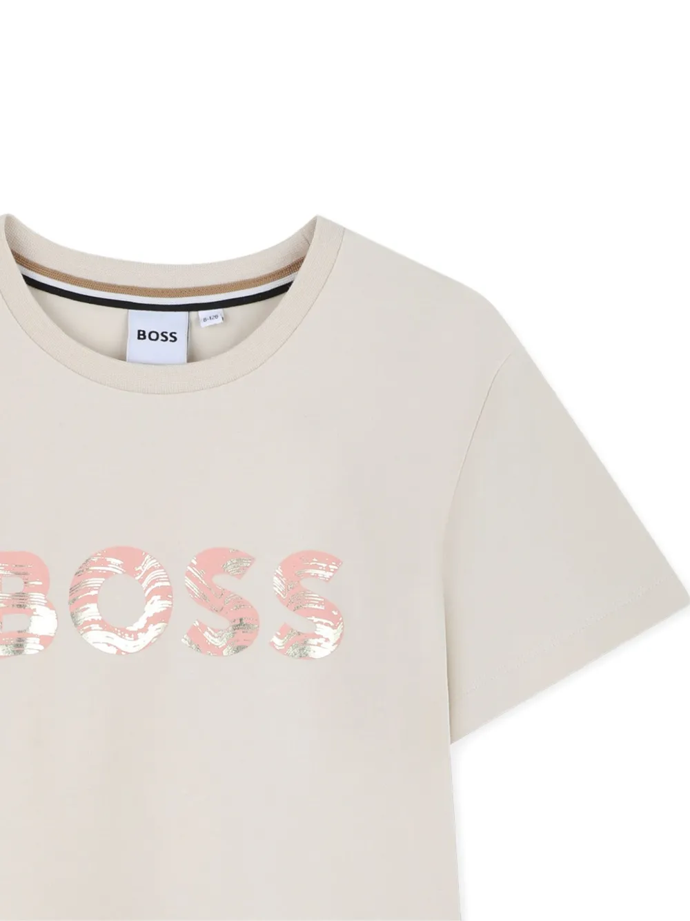 BOSS Kidswear T-shirt met logoprint Beige