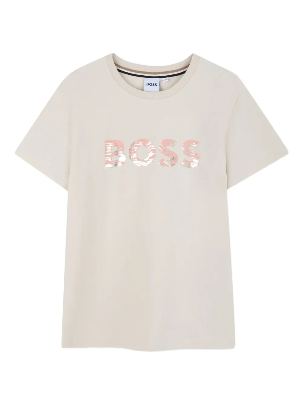 BOSS Kidswear T-shirt met logoprint Beige