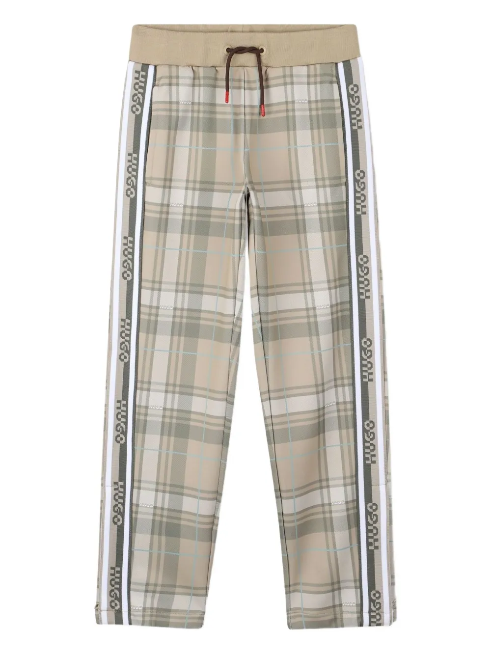 HUGO KIDS Geruite broek met trekkoord Beige