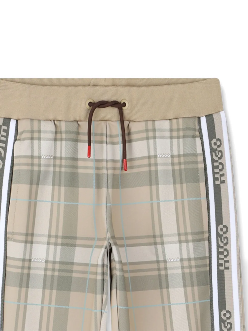 HUGO KIDS Geruite broek met trekkoord Beige
