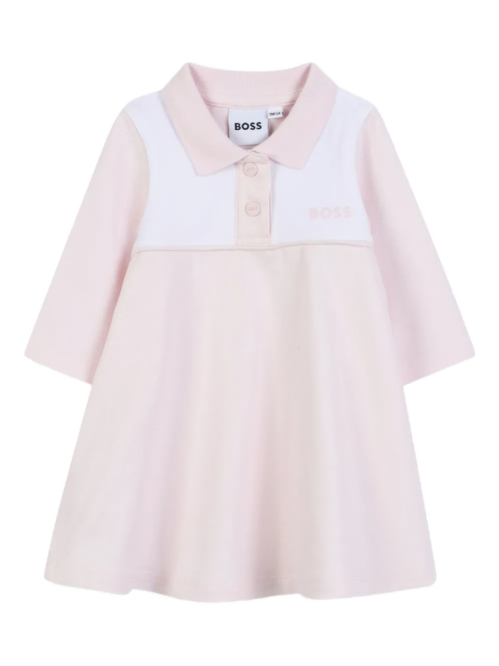 BOSS Kidswear Jurk met colourblocking en polokraag Roze
