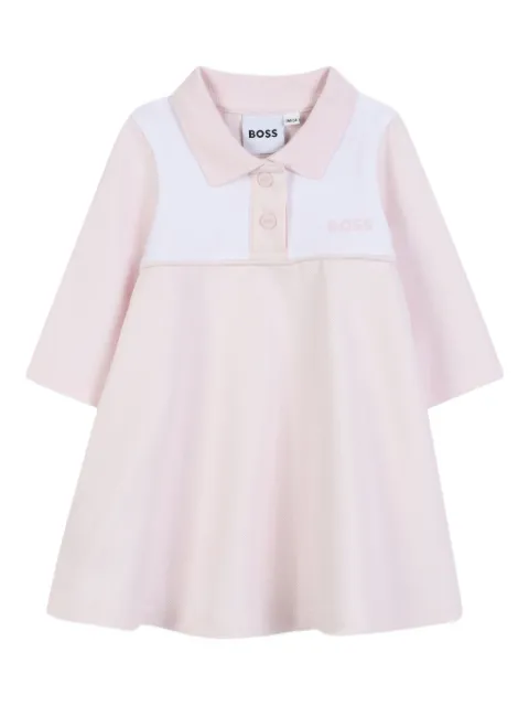 BOSS Kidswear polo collar colour-block dress